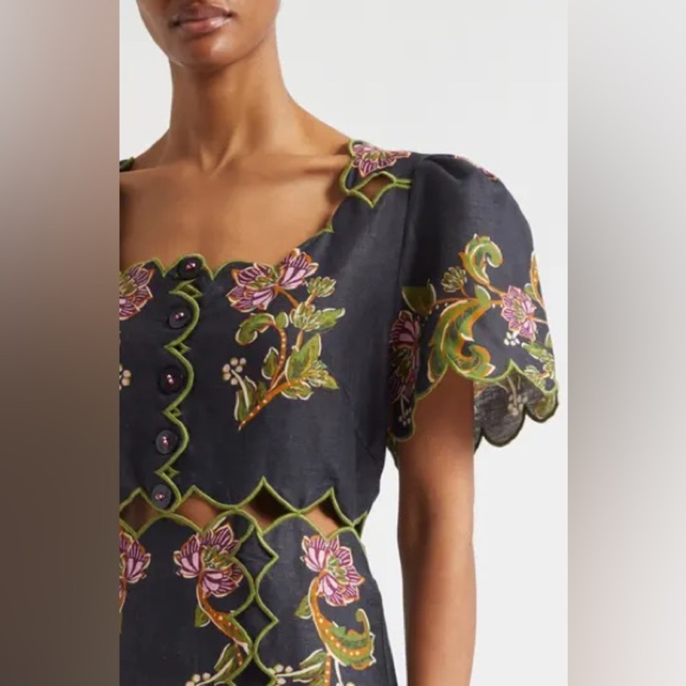 NWT Farm Rio Black Ravenala Short Sleeve Maxi Dress - Picture 5 of 11
